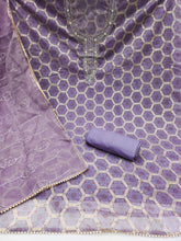 Lavender Organza with position handwork Unstitched suit